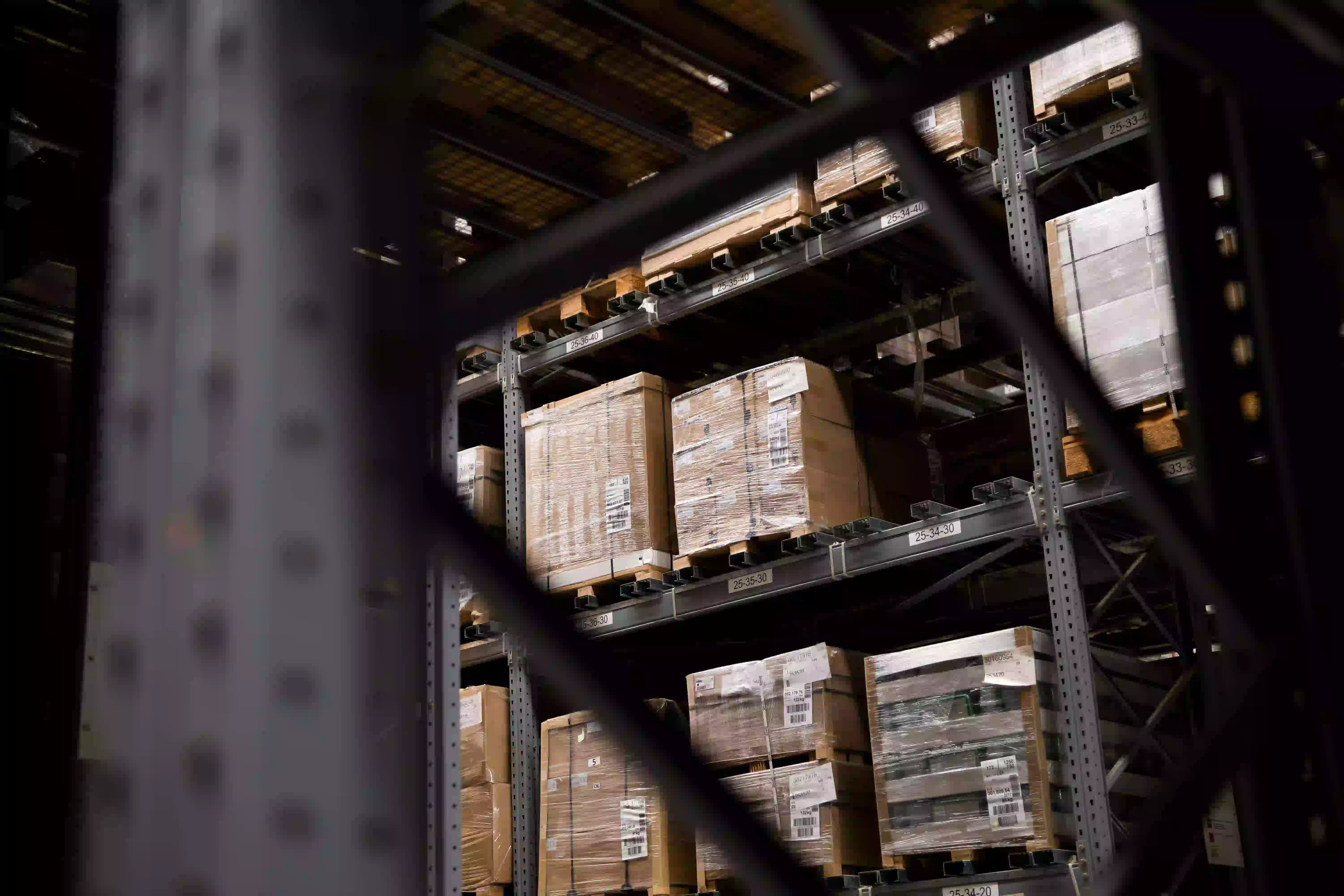 Inside warehouse aisle